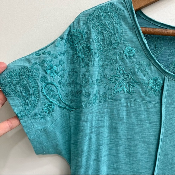 Soft Surroundings Gladstone Dress in Porcelain Blue Embroidered Pockets Medium - Picture 4 of 11